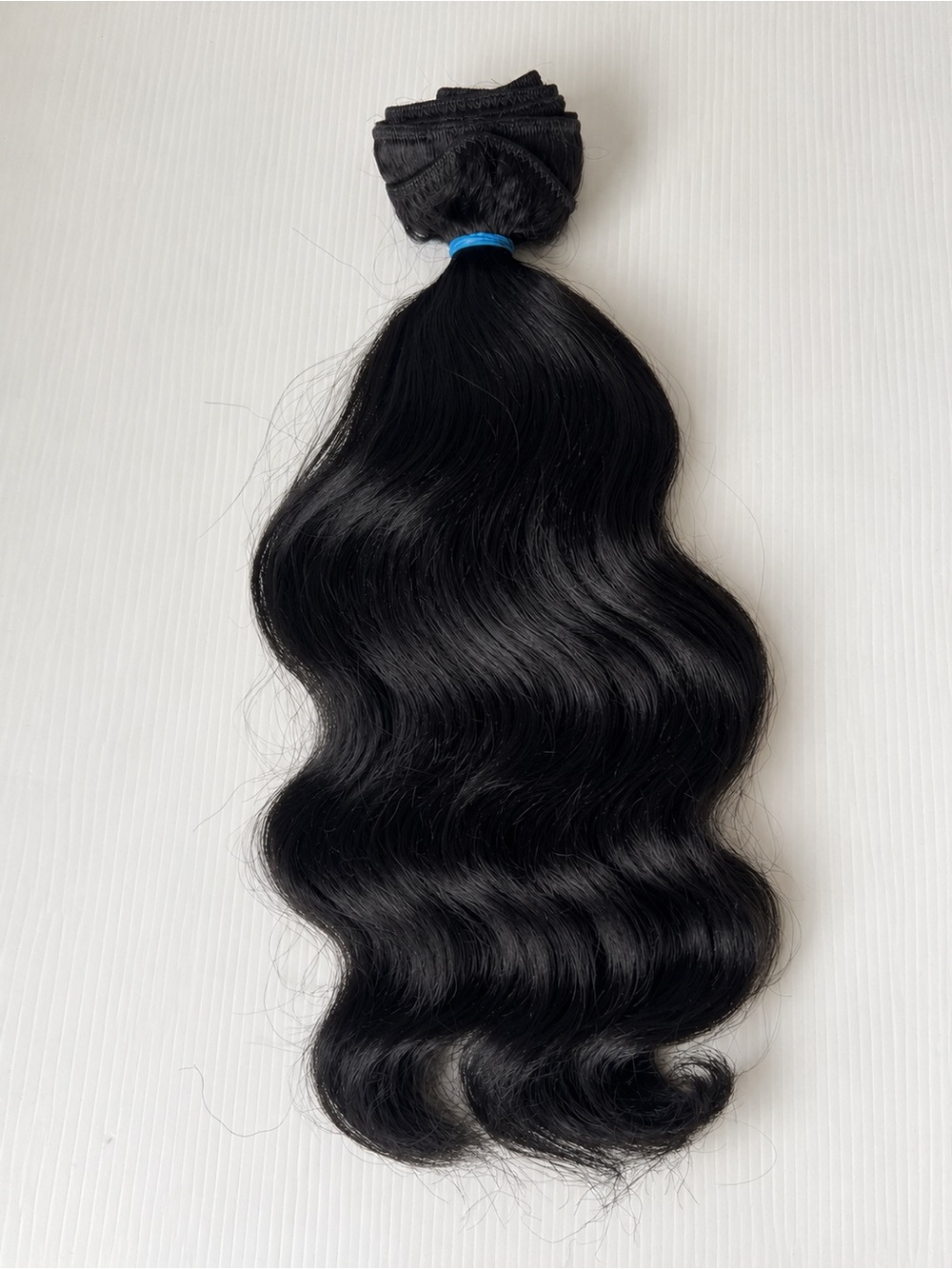 16” 100% Human Hair Black Body Wave Weft Extensions Thick Frizzy Texture